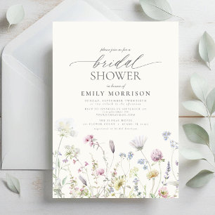 Elegant Garden Flowers Watercolor Bridal Shower Invitation