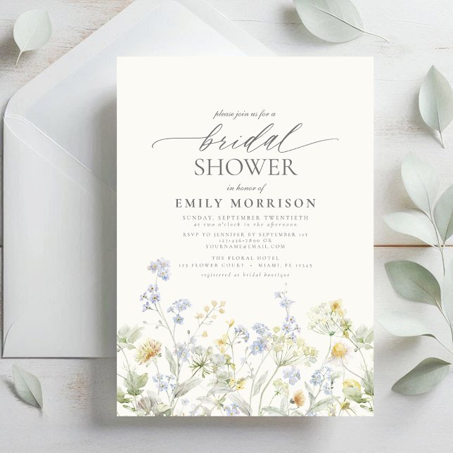 Elegant Garden Flowers Watercolor Bridal Shower Invitation (Creator Uploaded)