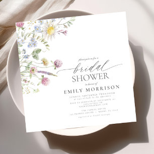 Elegant Garden Flowers Watercolor Bridal Shower Invitation