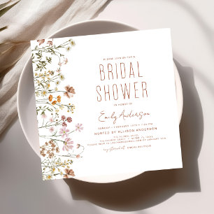 Elegant Garden Flowers Watercolor Bridal Shower Invitation