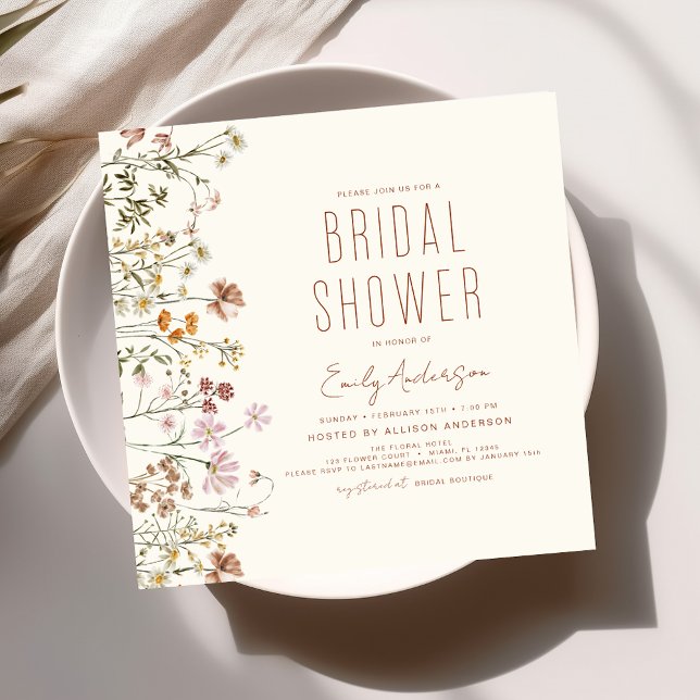 Elegant Garden Flowers Watercolor Bridal Shower Invitation (Creator Uploaded)