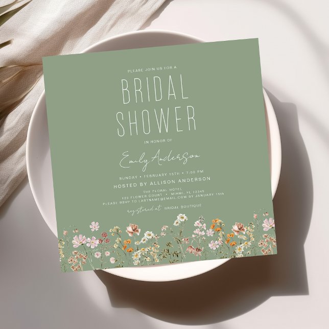 Elegant Garden Flowers Watercolor Bridal Shower Invitation (Creator Uploaded)