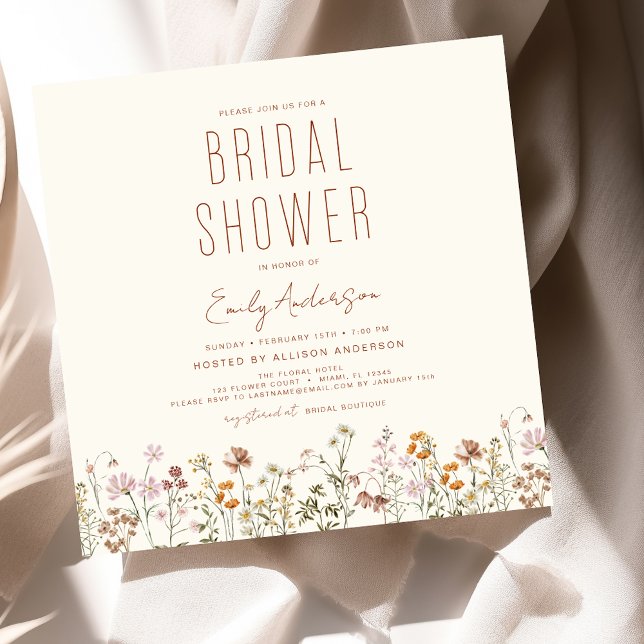 Elegant Garden Flowers Watercolor Bridal Shower Invitation (Creator Uploaded)
