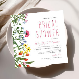 Elegant Garden Flowers Watercolor Bridal Shower Invitation