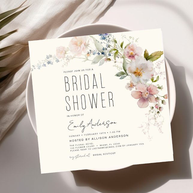 Elegant Garden Flowers Watercolor Bridal Shower Invitation (Creator Uploaded)