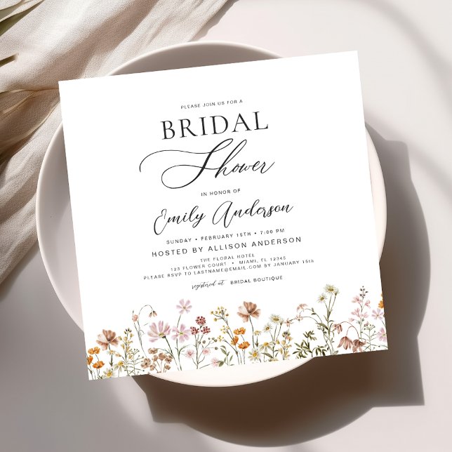 Elegant Garden Flowers Watercolor Bridal Shower Invitation (Creator Uploaded)