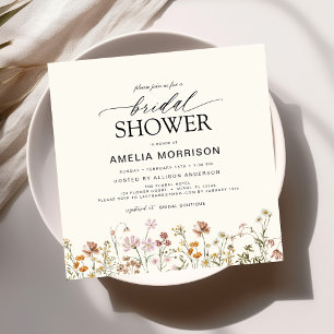 Elegant Garden Flowers Watercolor Bridal Shower Invitation