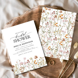 Elegant Garden Flowers Watercolor Bridal Shower Invitation