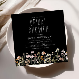 Elegant Garden Flowers Watercolor Bridal Shower Invitation