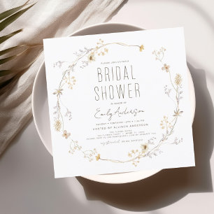 Elegant Garden Flowers Watercolor Bridal Shower Invitation