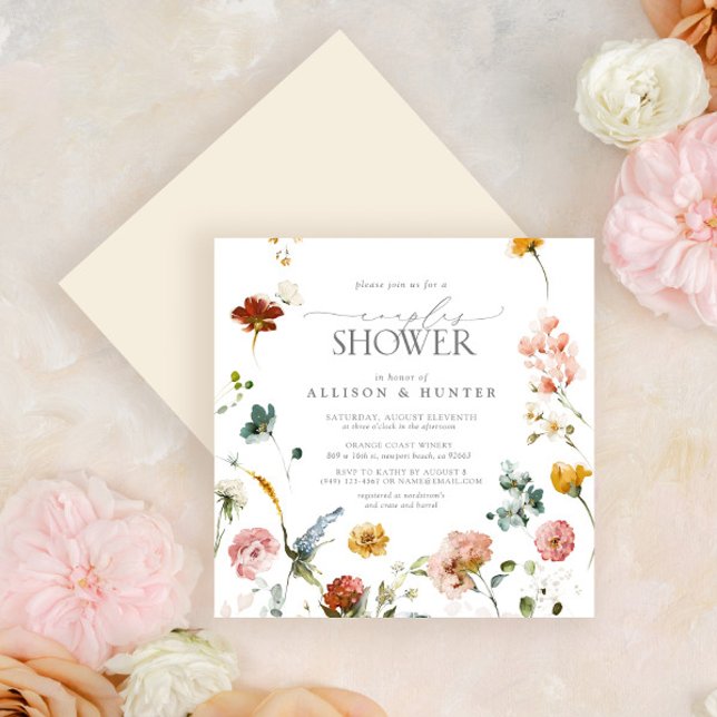 Elegant Garden Flowers Watercolor Couples Shower Invitation (Creator Uploaded)