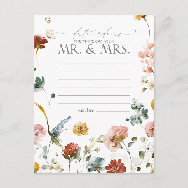 Elegant Garden Flowers Watercolor Date Ideas Postcard (Front)
