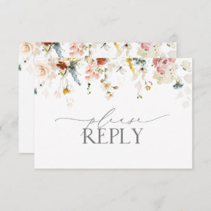 Elegant Garden Flowers Watercolor No Menu RSVP