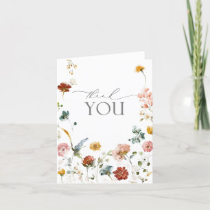 Elegant Garden Flowers Watercolor Thank You Card