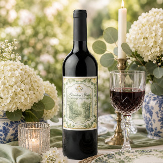 Elegant Garden Gate Estate Floral Wine Label