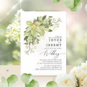 Elegant Garden Gold Greenery Floral Wedding Invitation