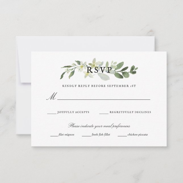 Elegant Garden Greenery Eucalyptus Wedding Rsvp Card (Front)