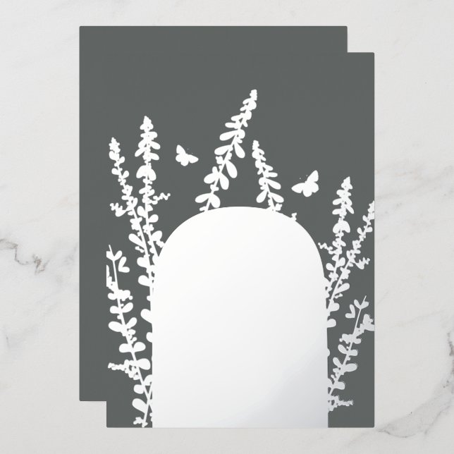 Elegant Garden Leaves and Butterflies Wedding    (Front/Back)