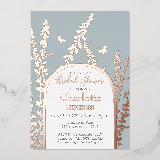 Elegant Garden Leaves  Butterflies Bridal Shower  (Front)