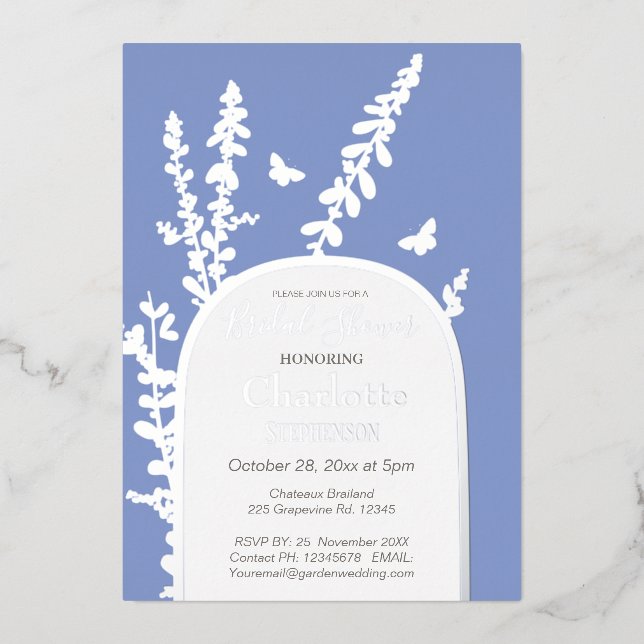 Elegant Garden Leaves  Butterflies Bridal Shower   (Front)