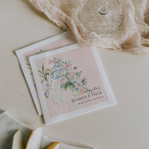Elegant Garden Peacock Floral Wedding Napkin
