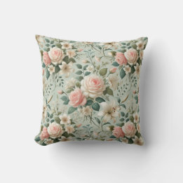 Elegant Garden Romance Throw Pillow
