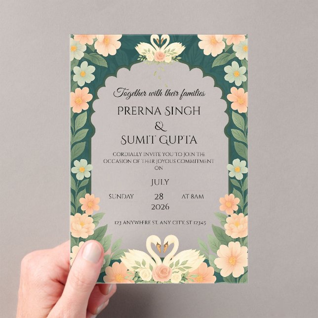 Elegant Garden-Themed Wedding Invitation Template  (Insitu (Handheld))