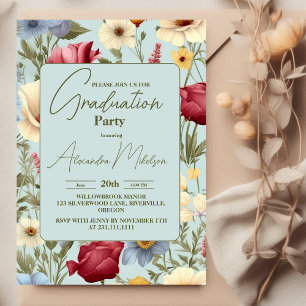 elegant garden wildflowers meadow graduation invitation