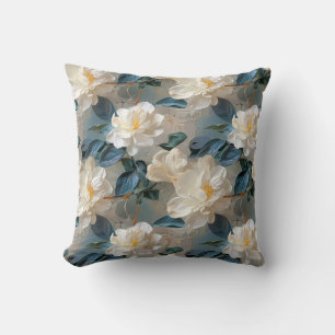 Elegant Gardenia Floral Pattern Cushion