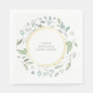 Elegant Garland Greenery Message Napkin