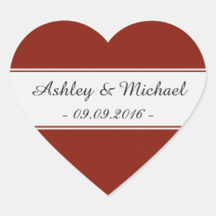 Elegant Garnet Red Save the Date Heart Sticker