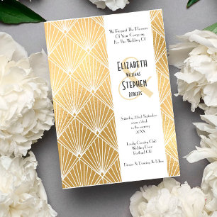Elegant Gatsby Art Deco 1920's Gold Wedding Invitation