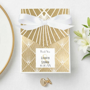 Elegant Gatsby Art Deco White & Gold Wedding  Favour Box