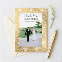 Elegant Gatsby Deco 1920 2 Photo Wedding Thankyou