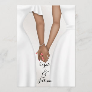 Elegant Gay Wedding Bride Holding Hands Ethnic Invitation