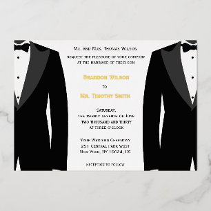 Elegant Gay Wedding Invitations Gold Foil Card