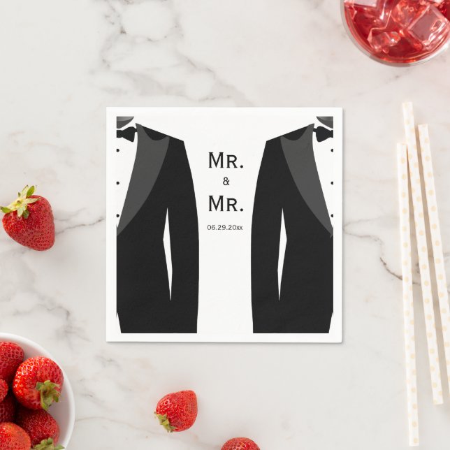 Elegant Gay Wedding Napkins Mr. And Mr. (Insitu)