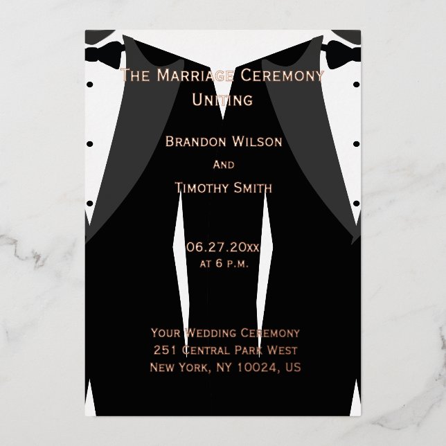 Elegant Gay Wedding Programs Real Rose Gold Foil (Front)