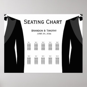 Elegant Gay Wedding Seating Chart Black And White 