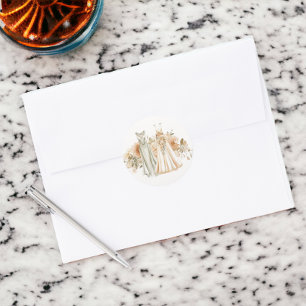 Elegant Gay Wedding Two Brides in Dresses Classic Round Sticker