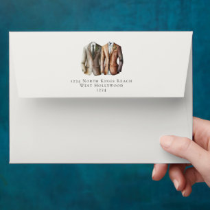 Elegant Gay Wedding Two Grooms in Suits Envelope