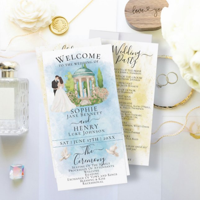 Elegant Gazebo Bride &Groom Luxury Wedding Program (Creator Uploaded)