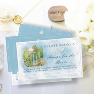 Elegant Gazebo Doves Bridal Shower Recipe Request Enclosure Card