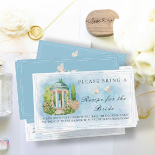 Elegant Gazebo Doves Bridal Shower Recipe Request Enclosure Card
