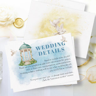 Elegant Gazebo flowers Doves Wedding details Enclosure Card
