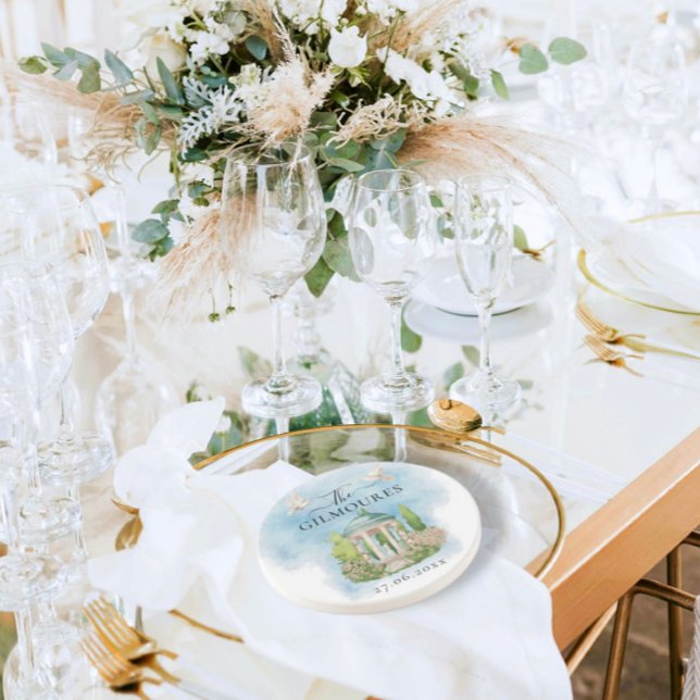 Elegant Gazebo | flowers doves Wedding Luxury Coaster (Creator Uploaded)