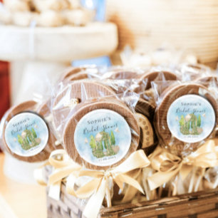 Elegant Gazebo Statue Doves flowers Bridal Shower Classic Round Sticker