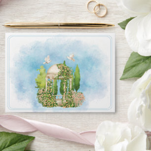 Elegant Gazebo statue flowers white Doves Wedding Envelope