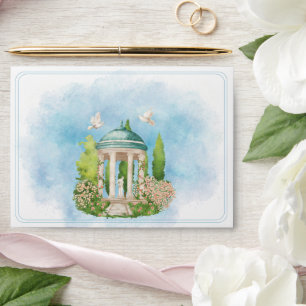 Elegant Gazebo statue flowers white Doves Wedding Envelope