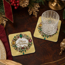  Elegant Gemstone Gold  Merry Christmas Wreath 